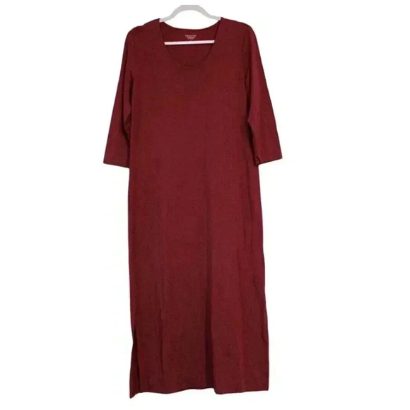 NWT Garnet Hill Elora Knit Column Dress Size Medium Midi Tencel Lyocell Stretch - Picture 1 of 13